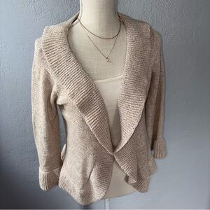 WD.NY Beige Shawl Collar Knit Cardigan